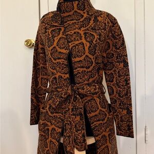 Leopard Print Belted Coat